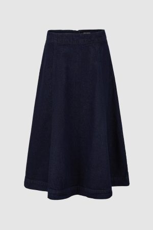 Denim Flared Maxi Skirts