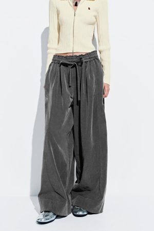 Drawstring Pull On Wide Leg Pants