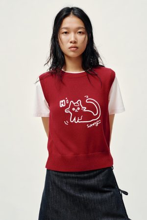 2 In 1 Contrast Knitted T-Shirts